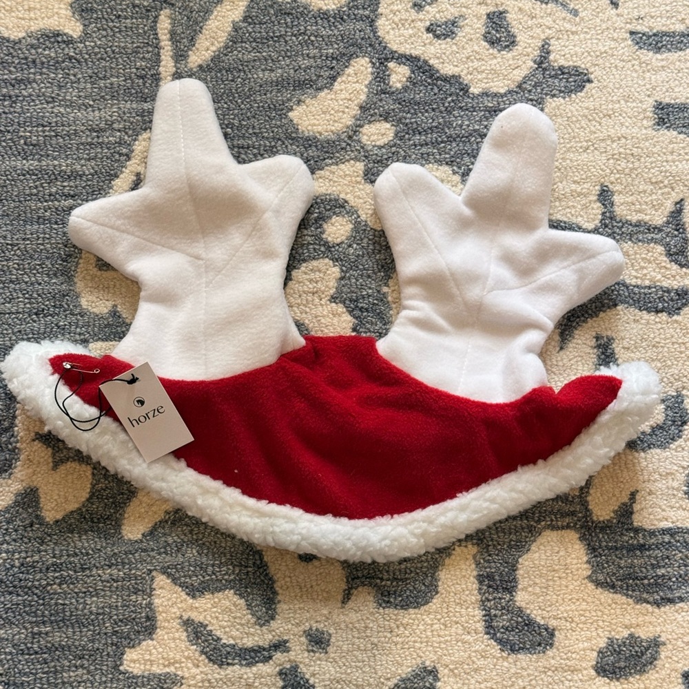 Horze Red and White christmas reindeer ear bonnet size Full!